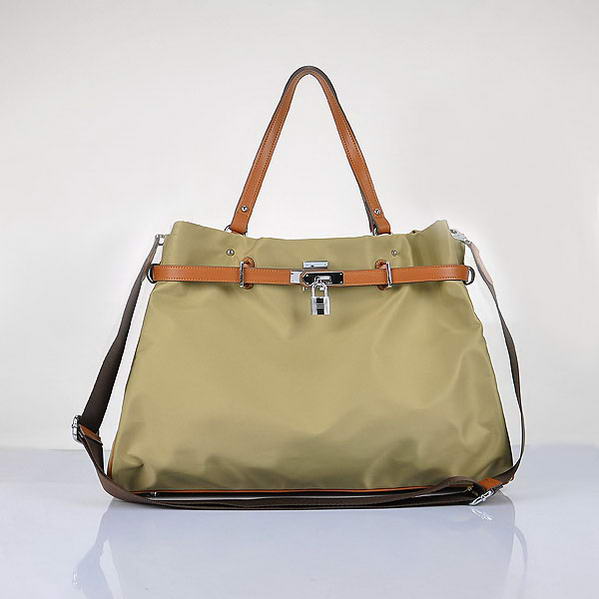 H80668 Hermes 2012 impermeabile spalla in tessuto Bag Albicocca